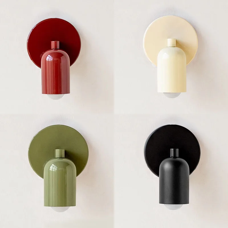 Vintage Minimalist Wall lamp E26/E27 Base Macaron Color LED Wall light for Living Room Corridor Hotel Wall Decor Lighting