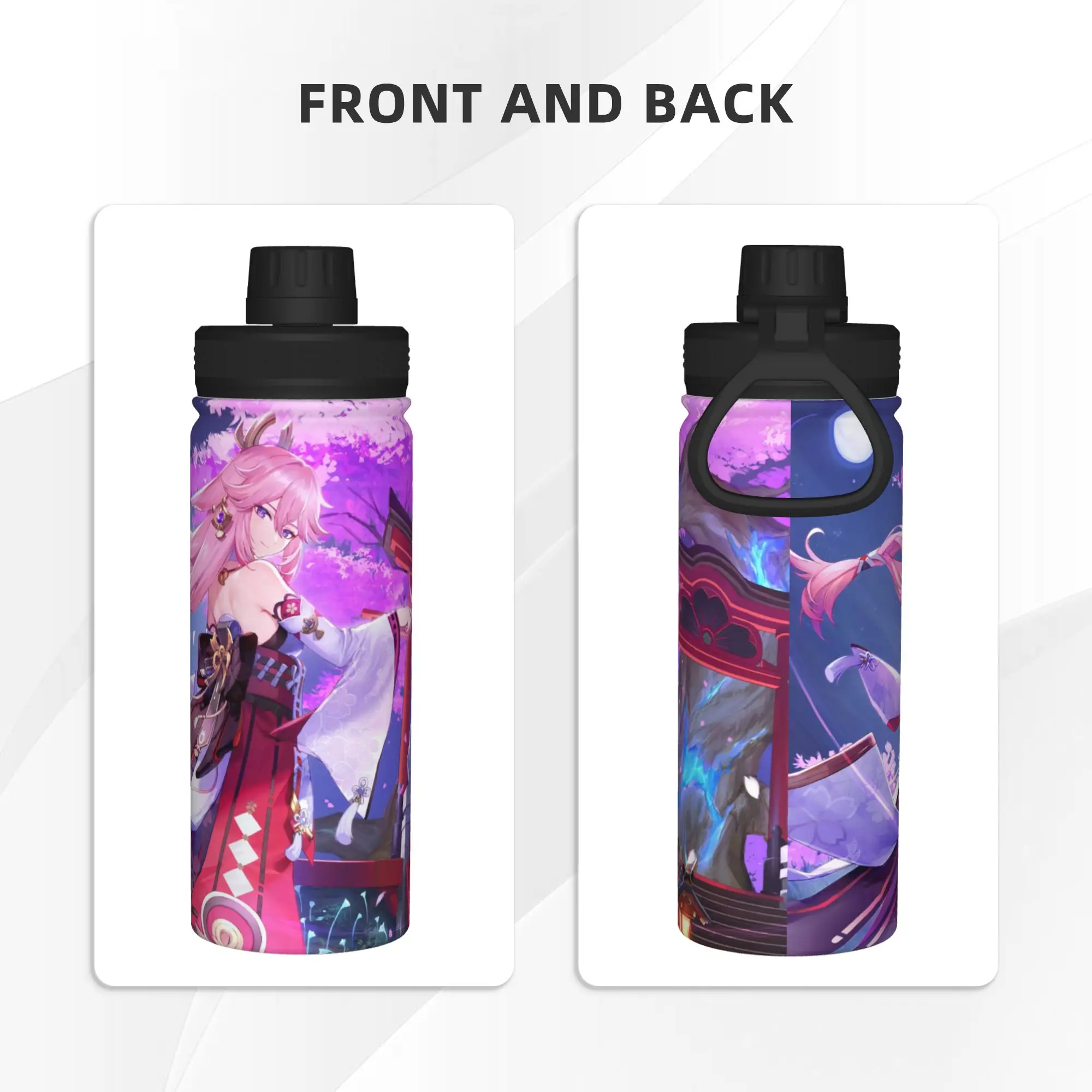 Yae Miko Genshins Impact 18OZ Sports Insulated Kettle  Thermal Cup Vacuum Flask Double Wall Mug Water Bottle