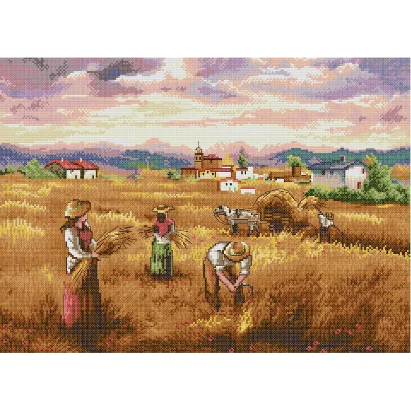 Autumn Harvest Landscape Cross Stitch Kits 14ct 16ct 11ct White Counted Canvas Printed Fabric Sewing Set DIY Home Decor Crafts