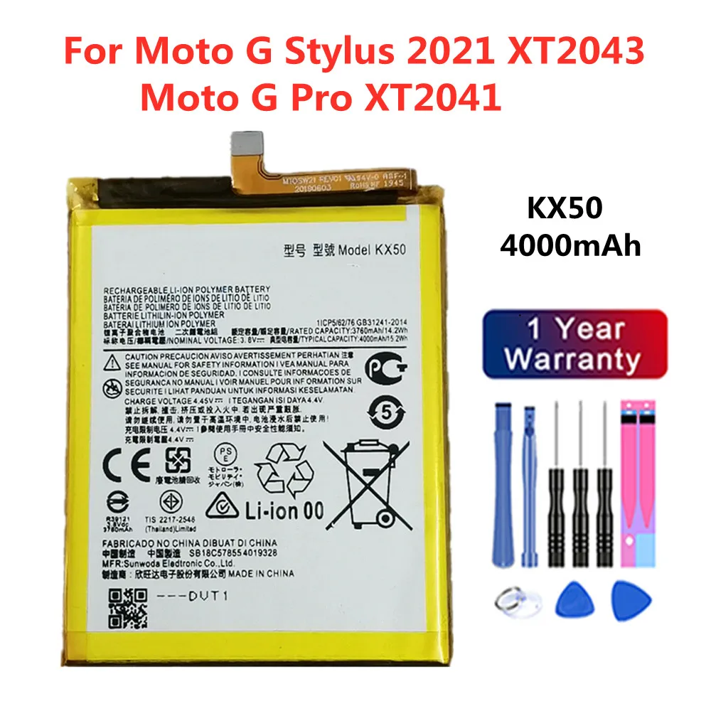 

Аккумулятор KX50 4000 мАч для Motorola Moto G Stylus 2020 XT2043 Moto G Pro XT2041, сменные аккумуляторы для мобильных телефонов Batteria