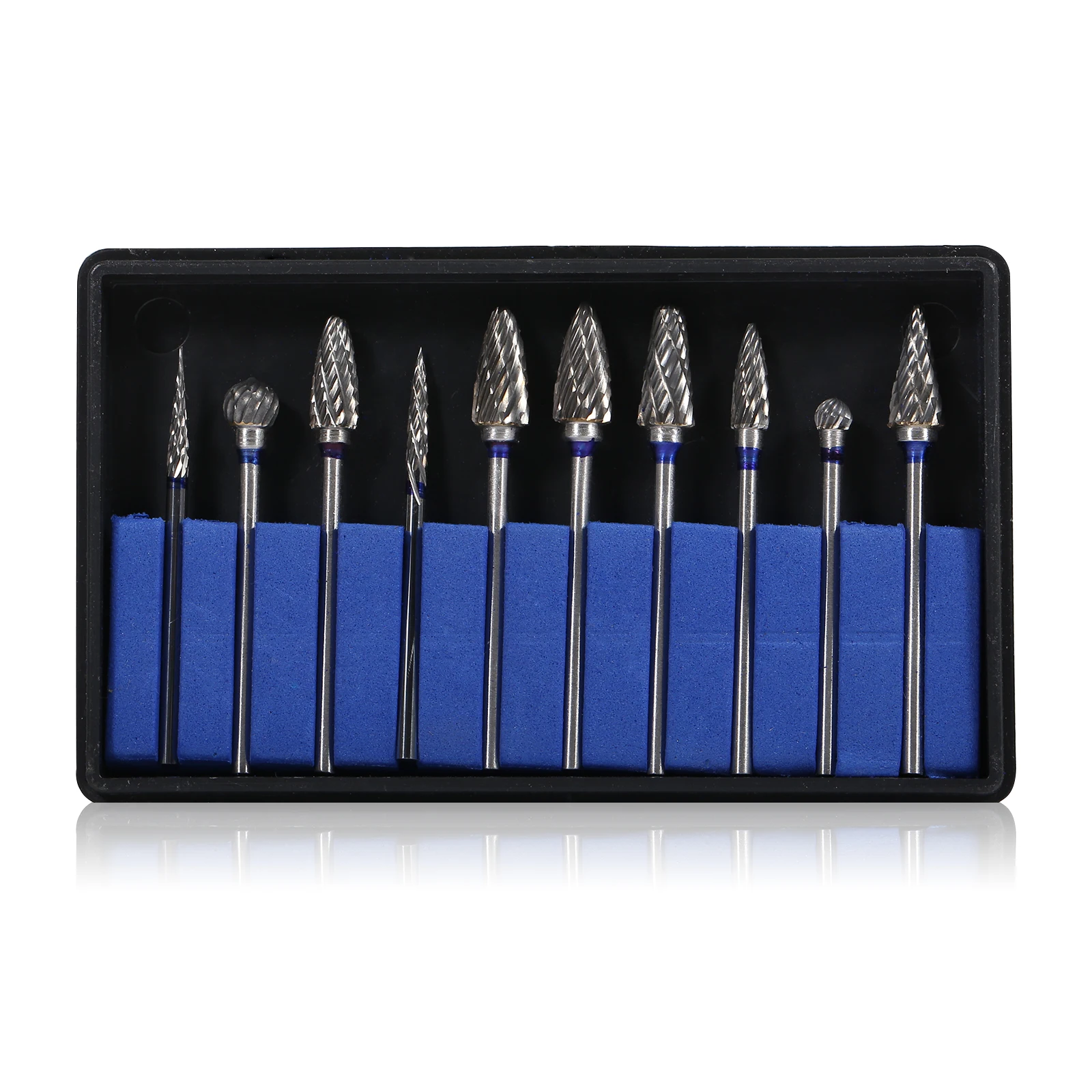 10pcs Dental Lab Polishing Bur Drills Tungsten Steel Carbide Burs HP 2.35MM Straight Low Speed