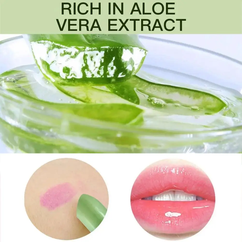 Bálsamo labial de Aloe Vera que cambia de Color, resistente al agua, de larga duración, no se decolora fácilmente, hidratante, exfoliante, nutritivo, lápiz labial de Color