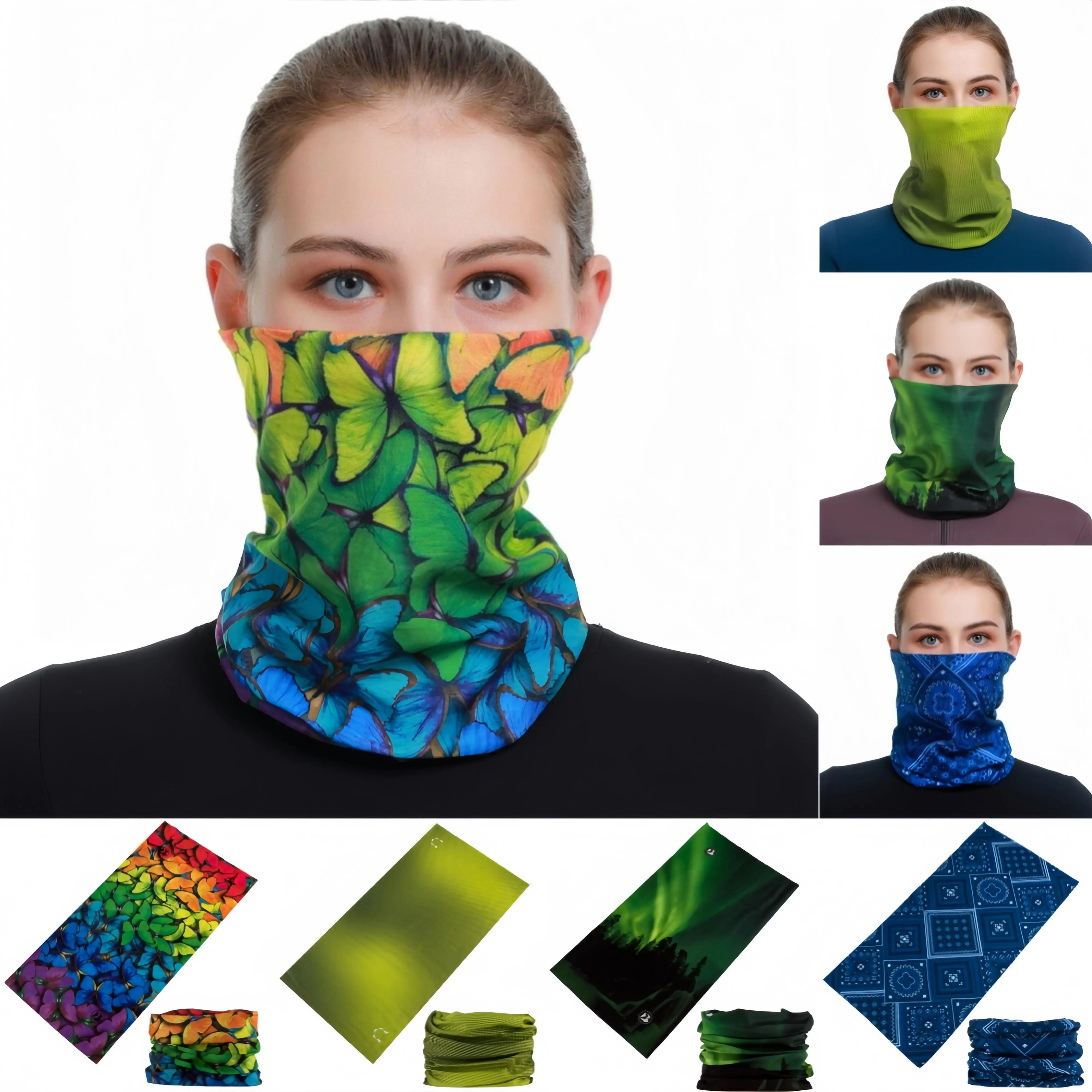 2024 3D Butterfly Gradient Face Bandana For Women Men Cycling Balaclava Sport Mask Men's Headband Hiking Neck Scarf Multi Use