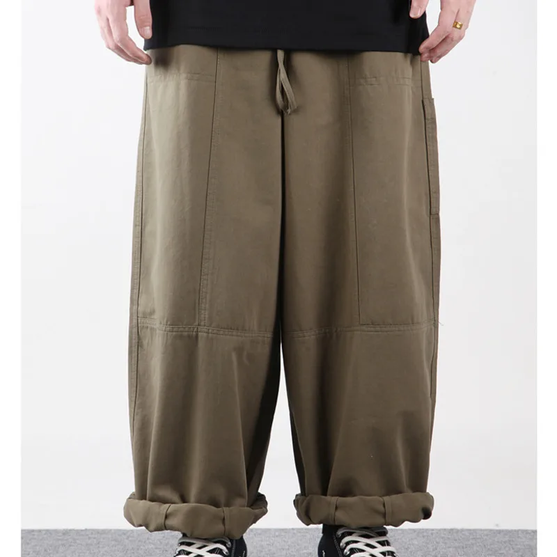 Men\'s Four Seasons New Style Cityboy Japanese Retro Work Pants Loose and Versatile Wide Leg Pants Amikhaki Casual Pants NP8056