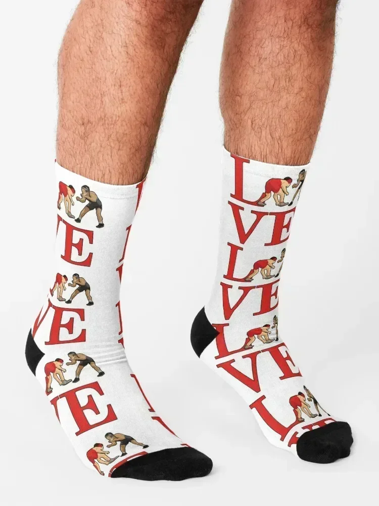 Love Wrestling. Socks Christmas custom japanese fashion hip hop Ladies Socks Men's