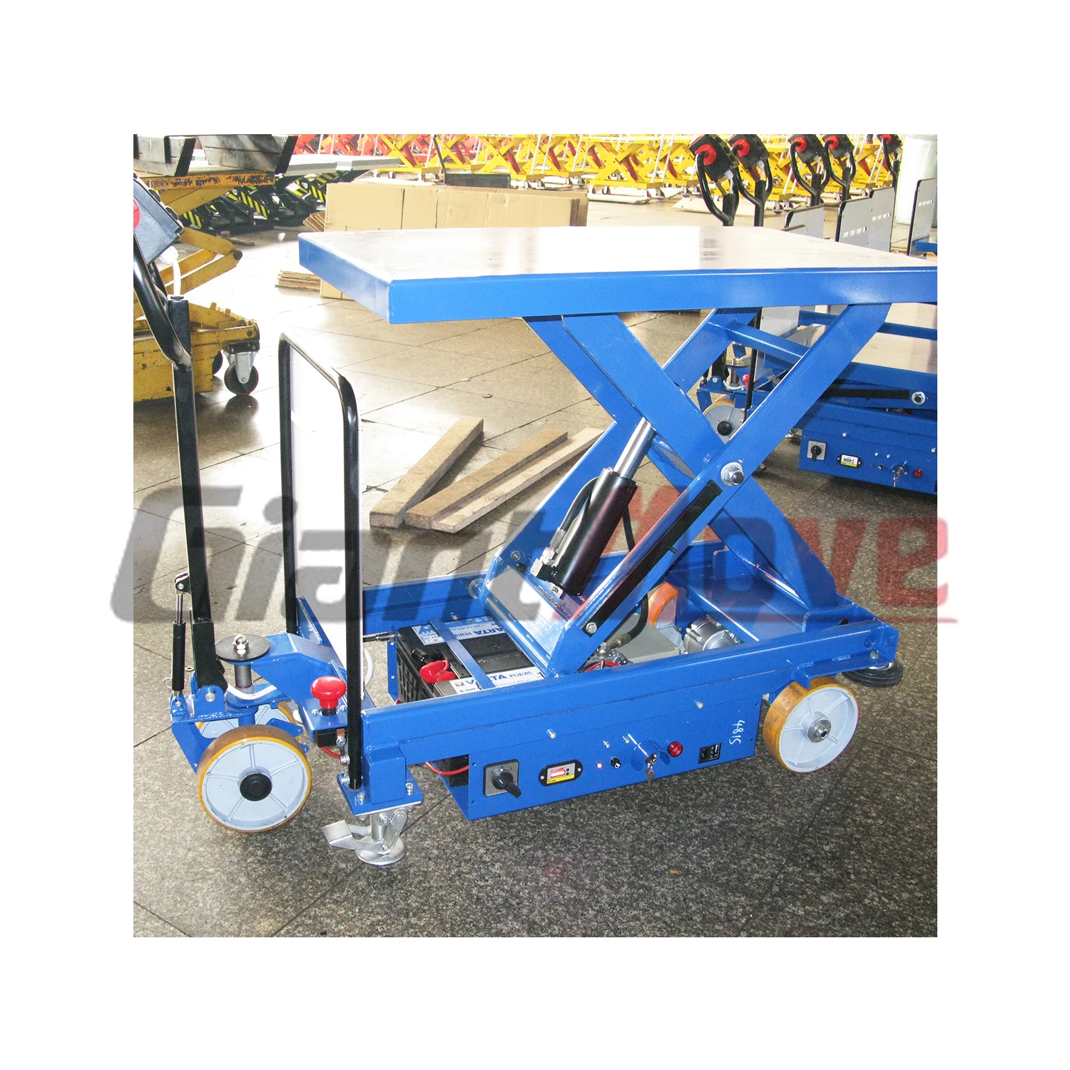 China Manufacturer Giant Move 500kg Electric Trolley Cart Electric Scissor Lift Table With Two Scissors