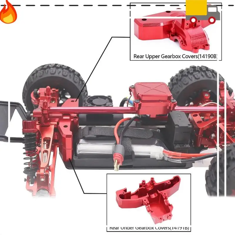 

Discount-For 1/14 MJX 14210 14209 Rear Upper Under Gearbox Covers Differential Case Cover RC Car Upgrade Spare Parts