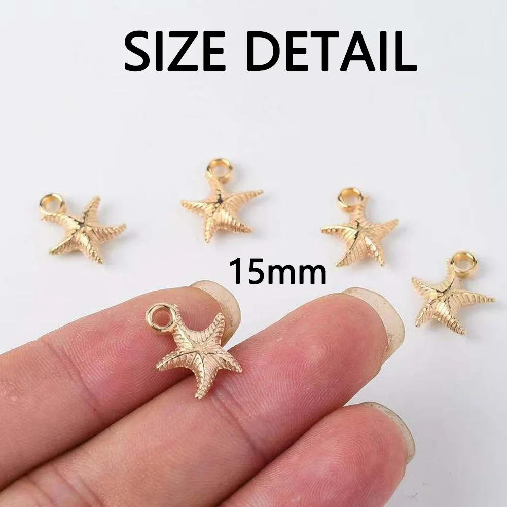 15mm 100szt 200szt Zawieszki Rozgwiazdy Pozłacane Srebrne Koraliki Wisiorki DIY Biżuteria Kolczyki Naszyjniki Akcesoria Rękodzieło