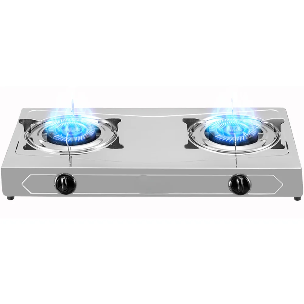 

Desktop gas stove, double stove, stainless steel gas stove, natural gas, liquefied gas stove, household use
