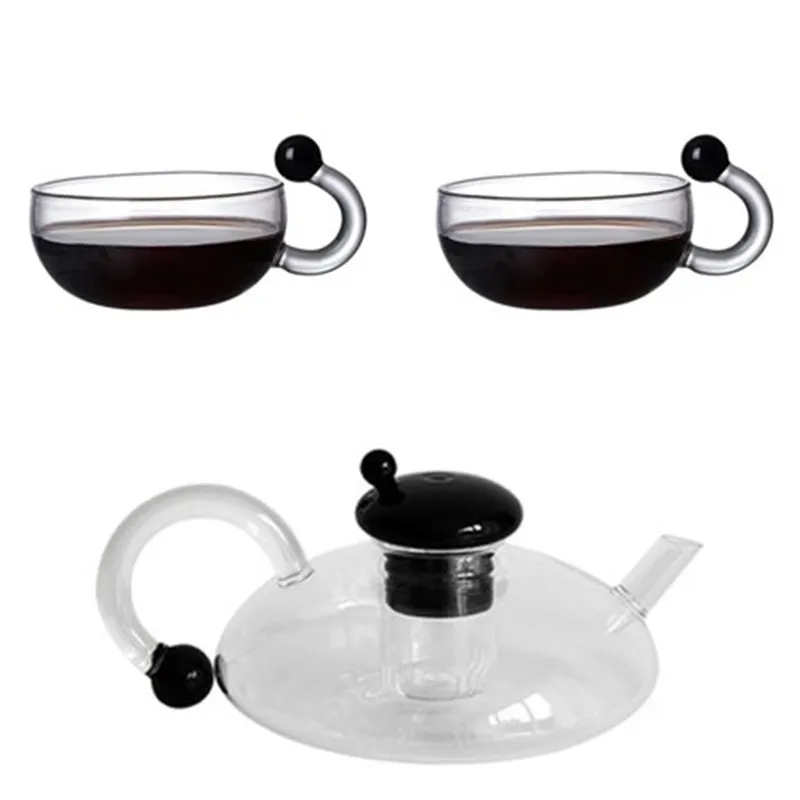 

Mouse shaped Heat-Resistant Glass Teaware With Tea Infuser Teapot And Tea Cup Set With Rat Tail Handle Coffee Pot Coffee Mug