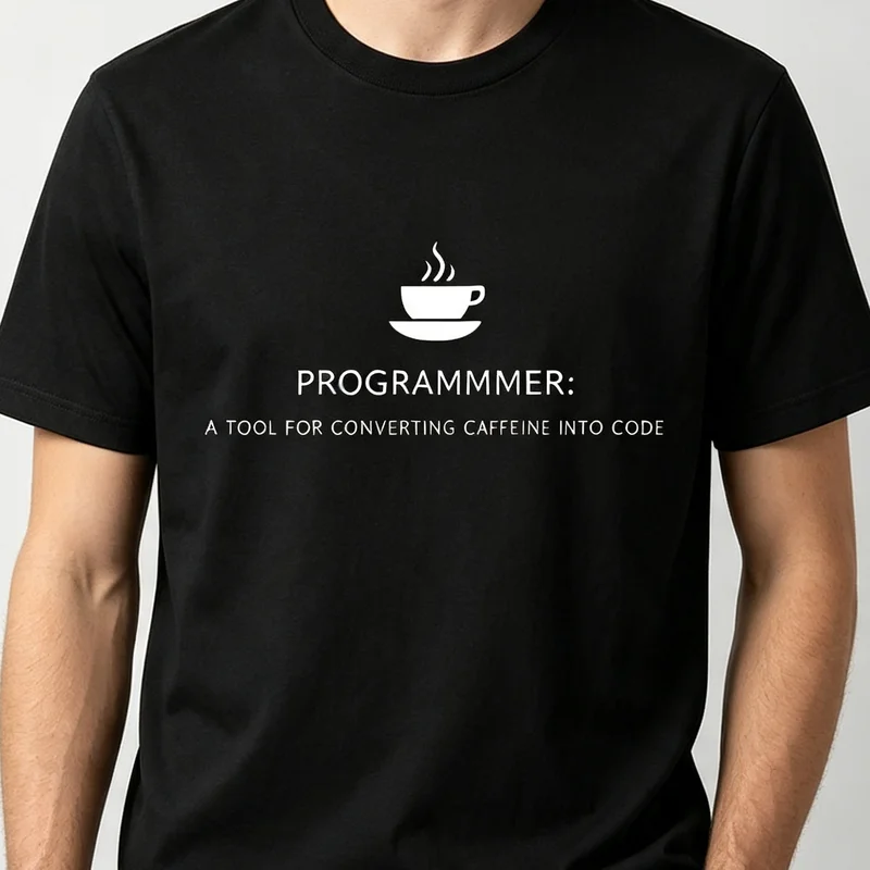 Programmer Convert Caffeine Into Code Coffee Graphic T Shirt Men Funny Coder Geek Tee Software Developer Cotton Short Sleeve Tee