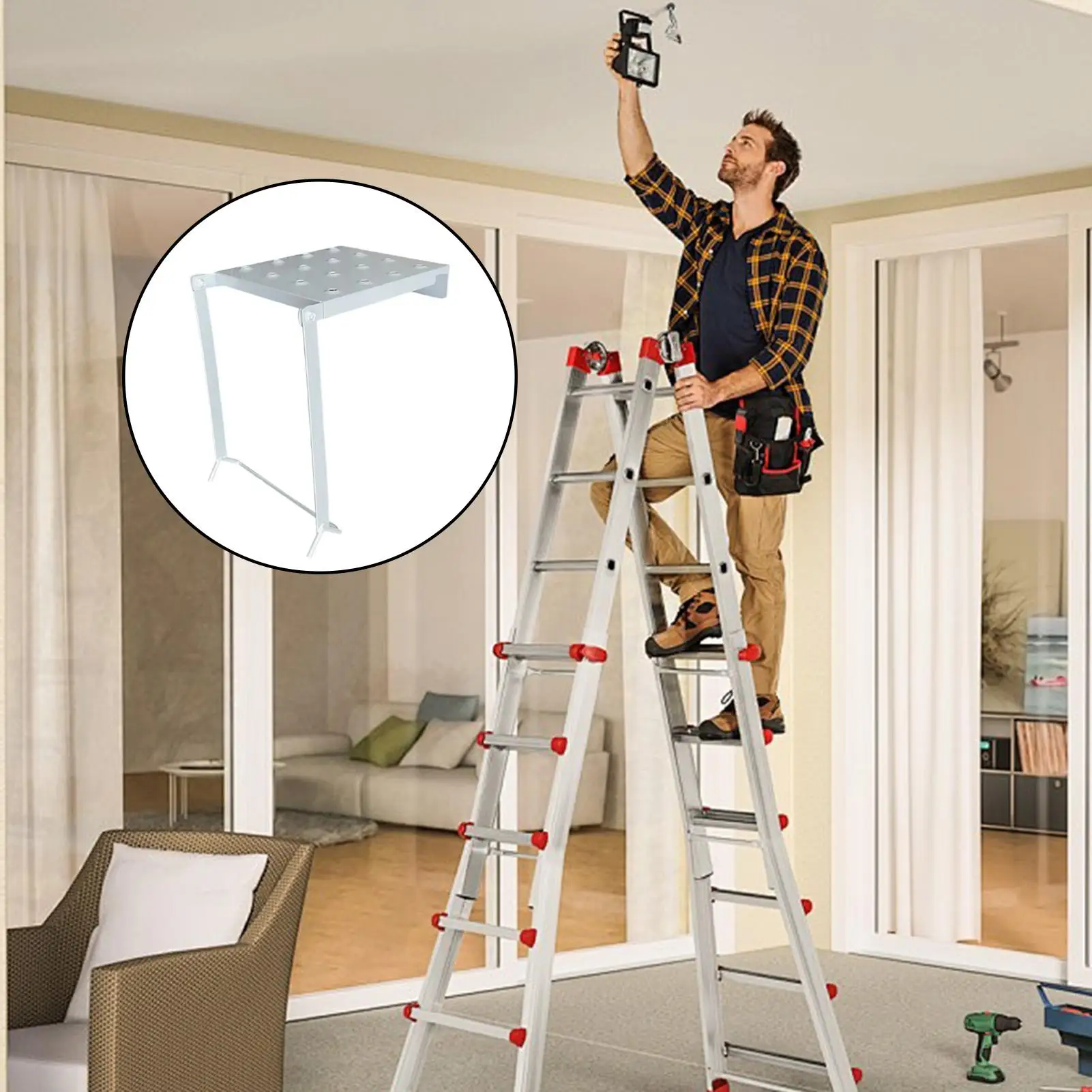 سلم مستوي للسلالم قابل للتعديل المضادة للانزلاق الثقيلة للطي حديقة أداة سلم خطوة منصات لحديقة المناظر الطبيعية