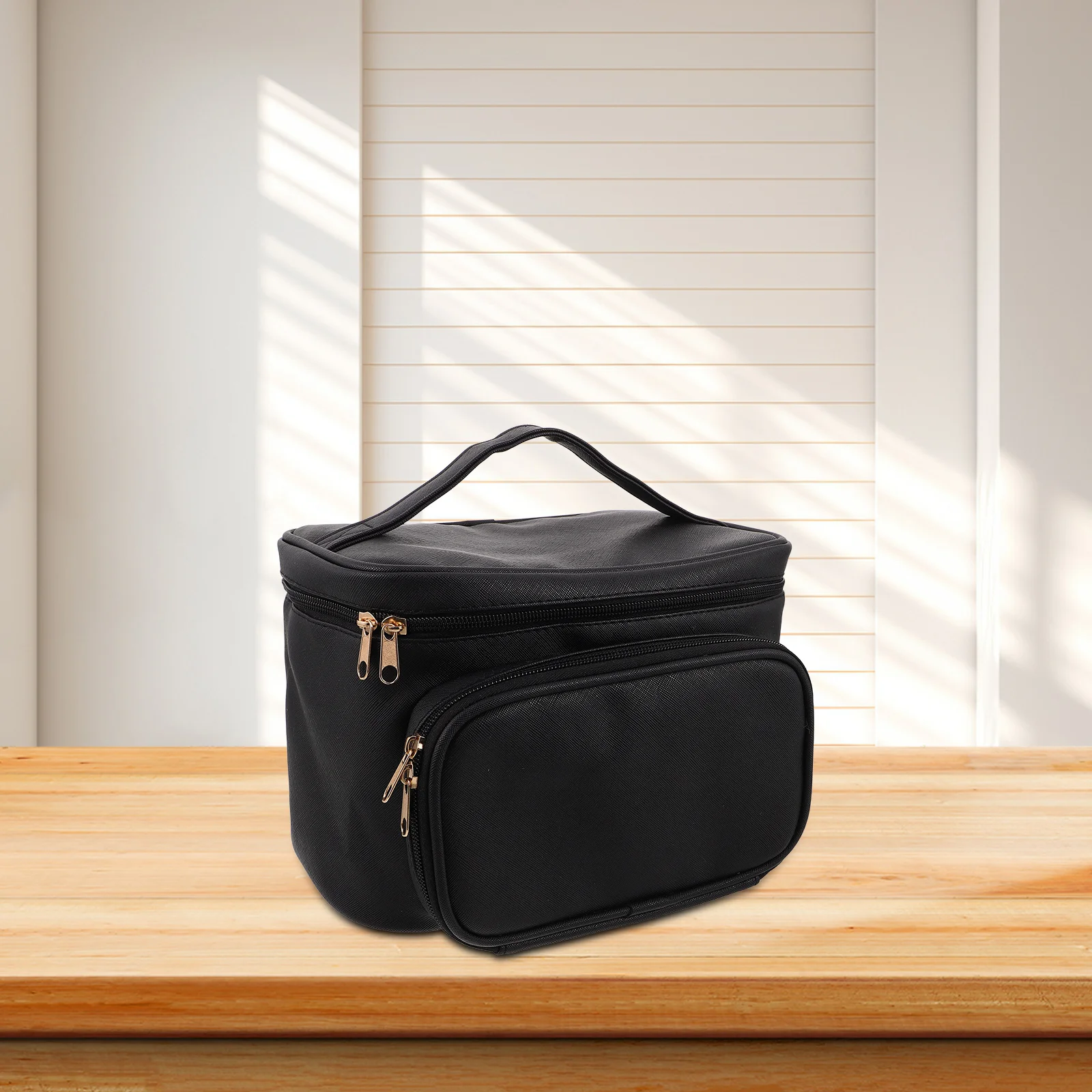 

Large Capacity Waterproof PU Makeup Bag Women Travel Portable Case Open Flat Toiletry Pouch Black Vanity Travel Bag