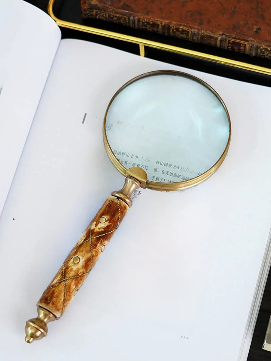 

Ретро-лупа из латуни в форме рогов, настольные художественные украшения для гостиной, кабинета, образец модели, декоративные украшения для дома