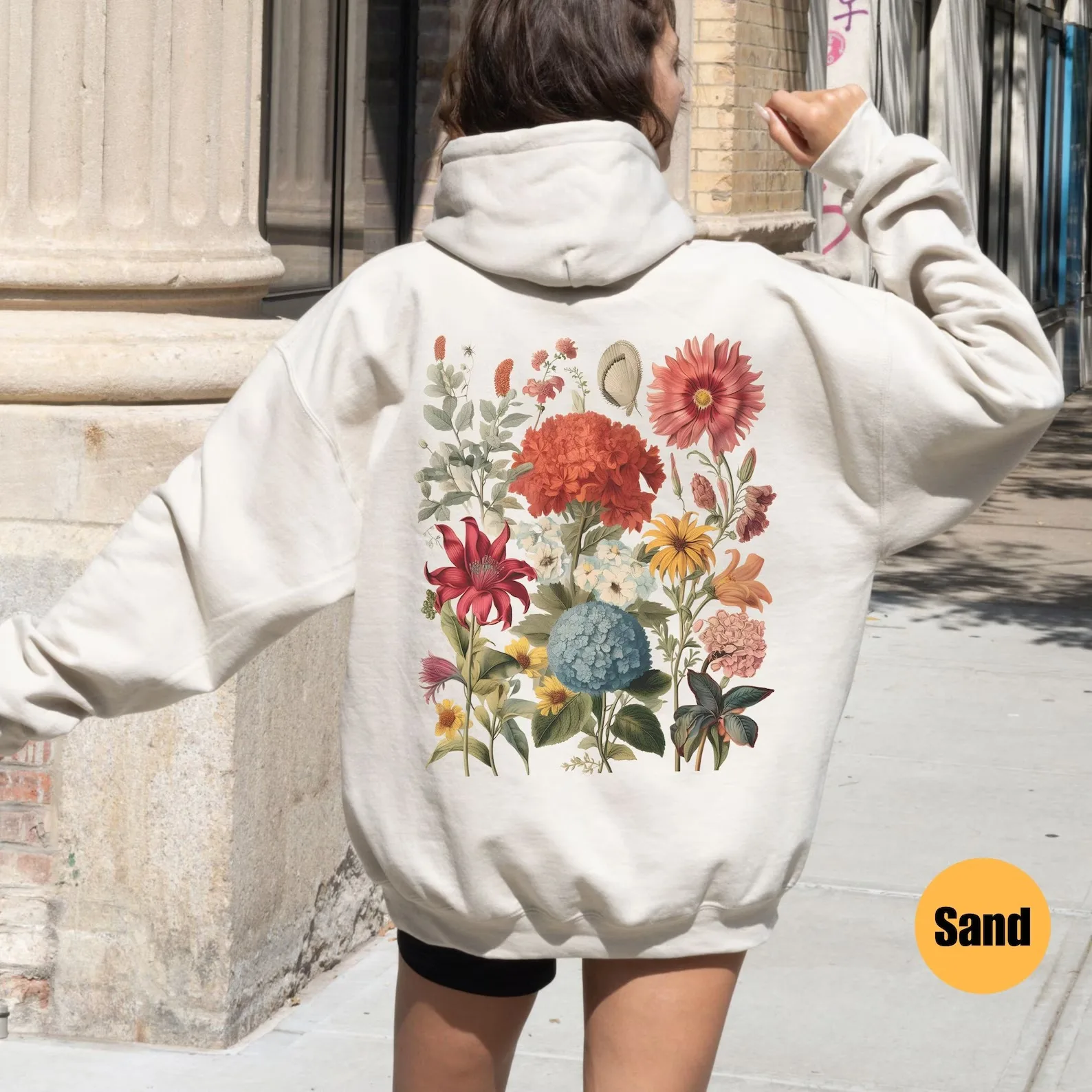 

Толстовка Cottagecore в стиле бохо Wildflowers, винтажная толстовка Cottagecore Nature, флисовая толстовка с длинными рукавами, унисекс, Y2K, повседневный топ, уличная одежда