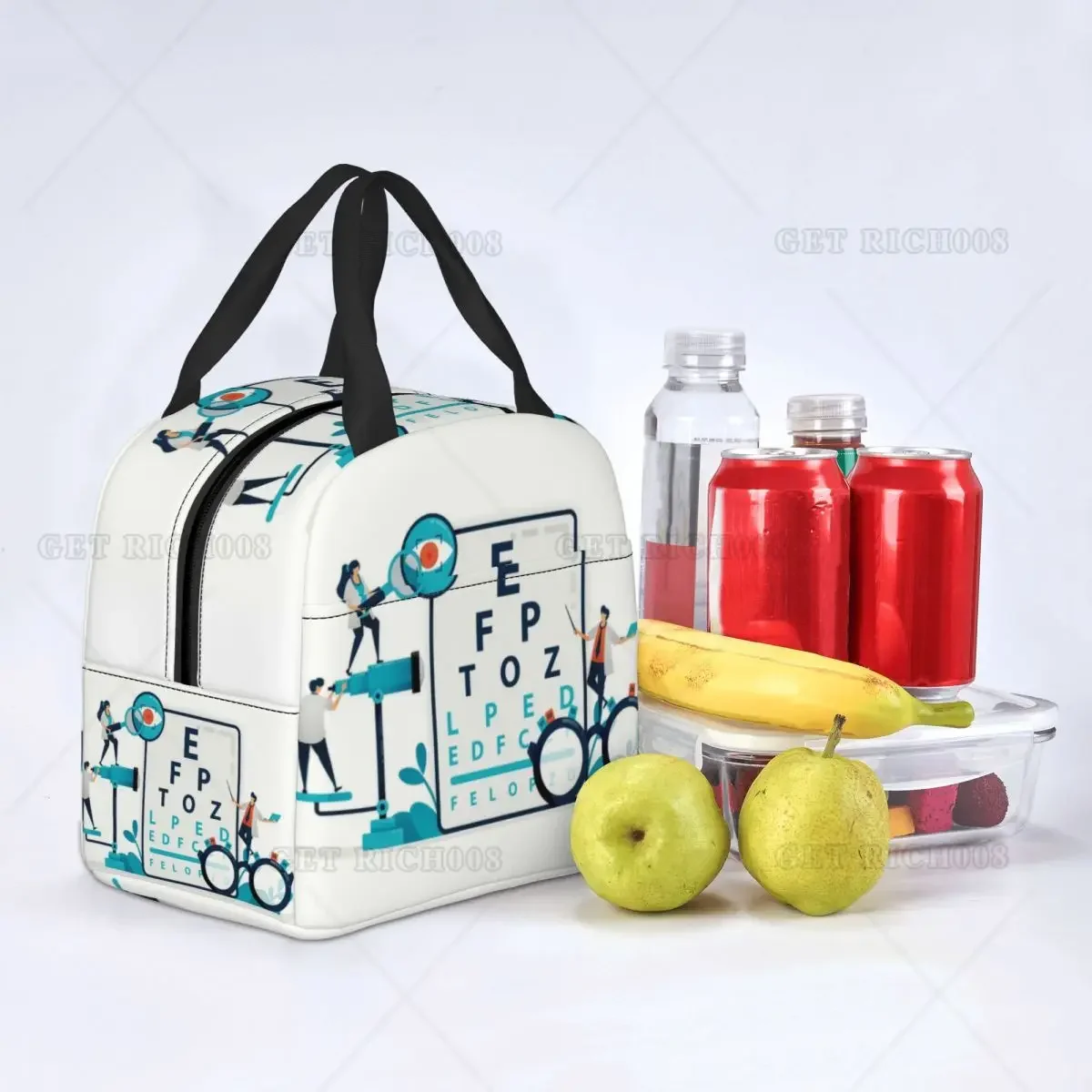 Eye Exam Insulated Lunch Bags for Women Kids Caring for The Eyes Optometrist Optician Portable Thermal Cooler Bento Box School