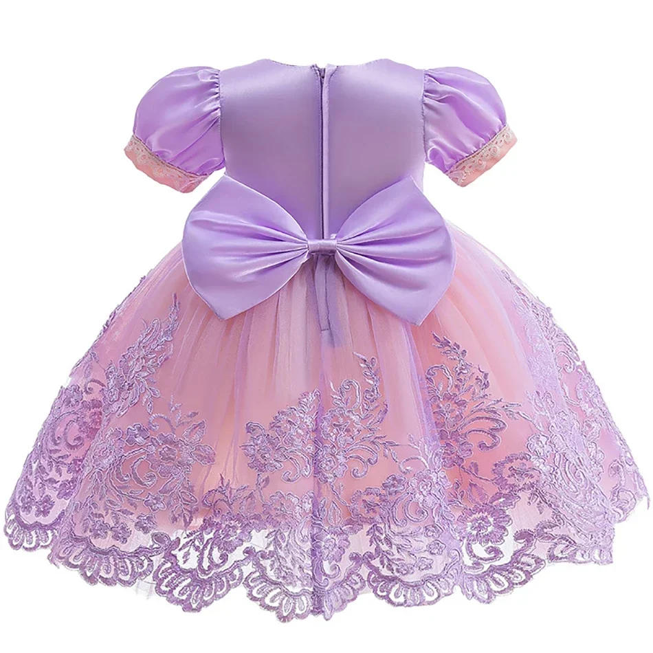 

Girls New Fancy Girl Embroidered Flower Rapunzel Princess Party Dress Christmas Baby Girls Sofia Puff Sleeve Infants Ball Gowns