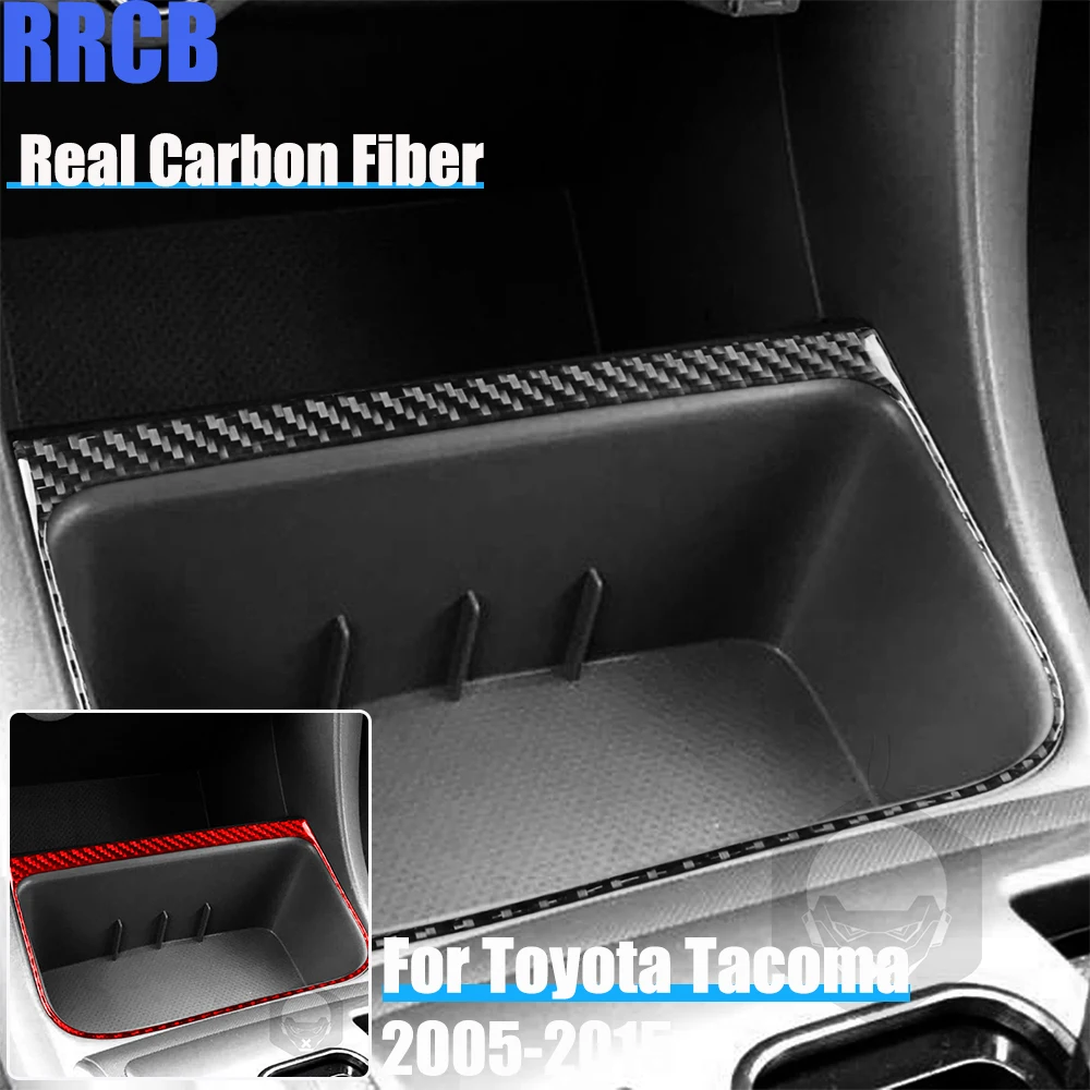 

Real Carbon Fiber Car Accessories Center Cosole Storage Frame Decorative Trim Soft Cover Sticker For Toyota Tacoma 2005-2015
