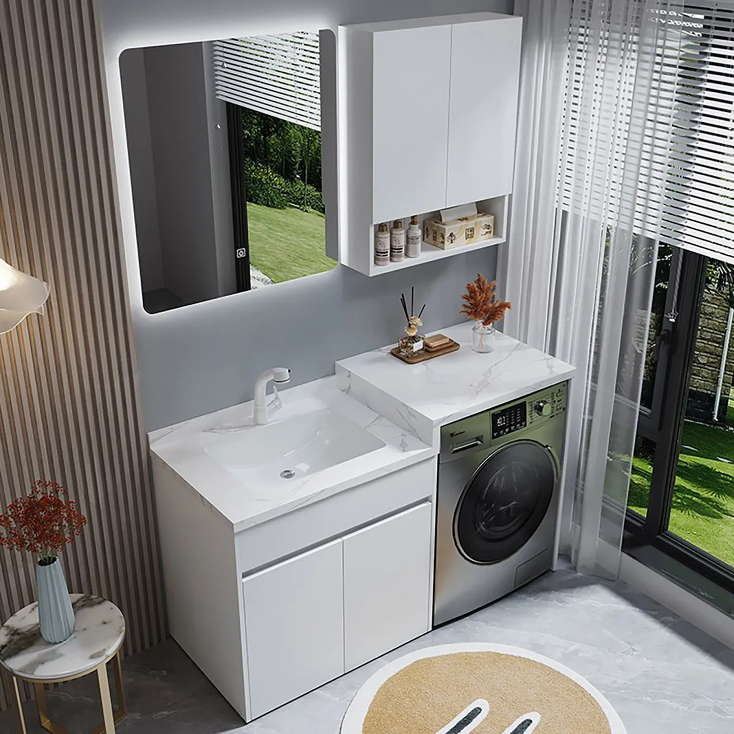 Slate balcony washing machine integrated cabinet combination honeycomb aluminum laundry table significant other bathroom
