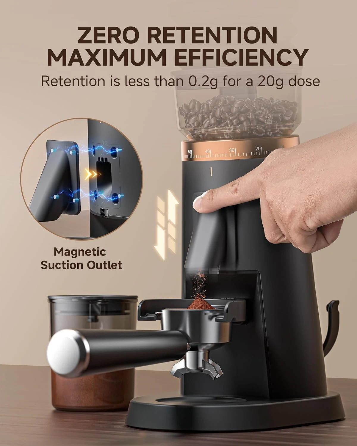 

Single Dose Coffee Grinder with 75 Settings & 40mm Burrs | Anti-Static Espresso Grinder for Home Use |New Popularity