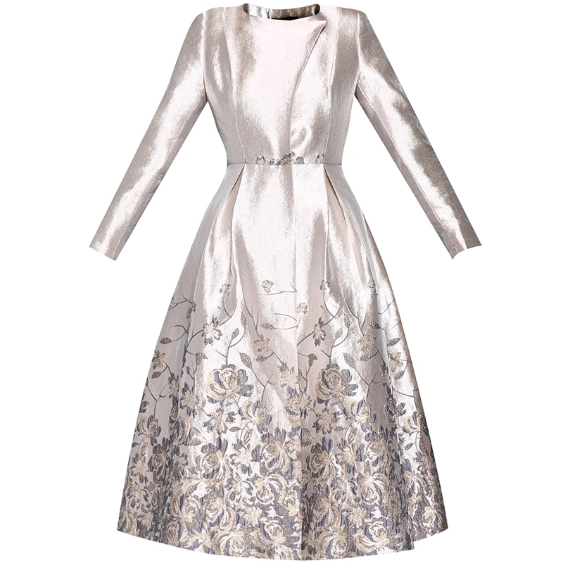 Imagem -03 - Nova Moda Primavera Feminina Luxo Jacquard Bordado Longo Trench Coat Senhoras Fino Outono Elegante Floral Cabolsa Blusão