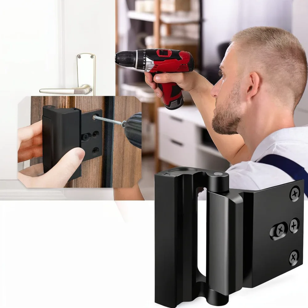 Aluminum Security Door Lock Latch Heavy Duty Home Hotel Bedroom Anti Theft Safety Guard Metal Door Bolt Privacy Protector