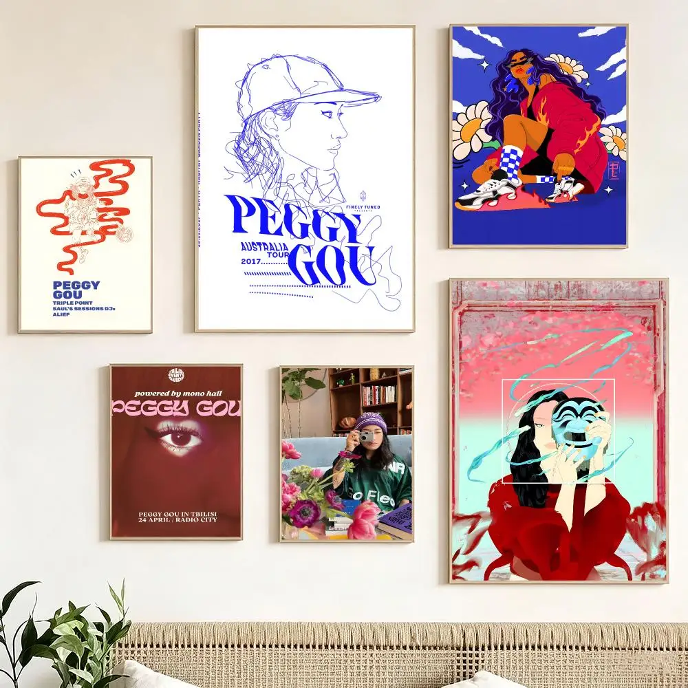 Merch Peggy Gou Singer Poster Pegatina artistica HD autoadhesiva impermeable para salon dormitorio