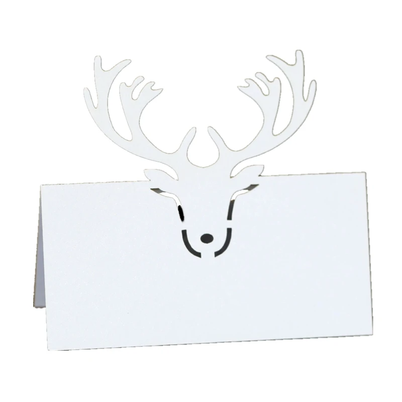 50pcs Christmas Deer Party segnaposto colorato Festival celebrazione nome Seat Card per la decorazione della tavola biglietto di auguri all\'ingrosso