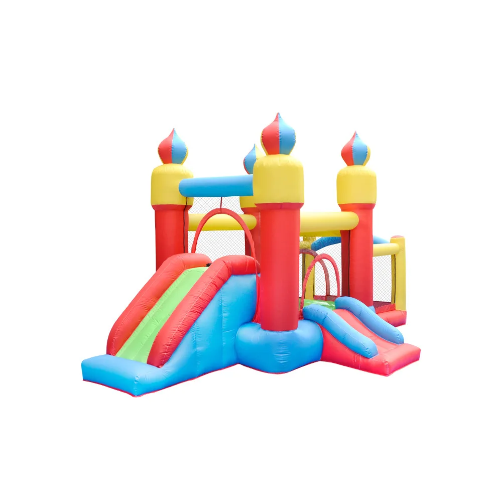 

In Stock Kids Inflatable Bouncy Castle House with Slide Oxford Cloth Jumping Trampoline Indoor and Outdoor Playground Jumper