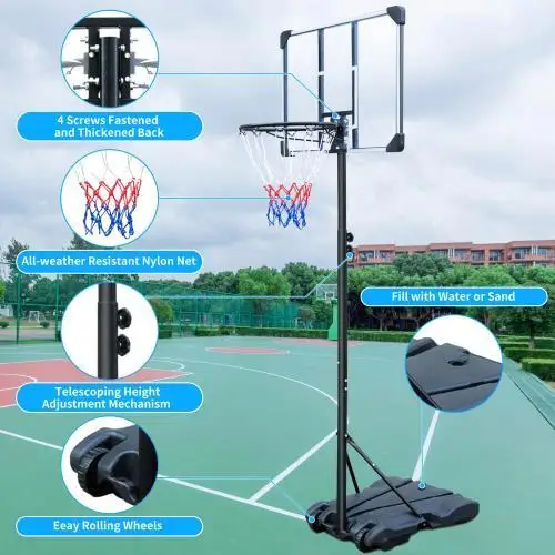 Adjustable Portable Basketball Hoop B003B - Outdoor and Indoor Use, Easy Setup, Durable Design