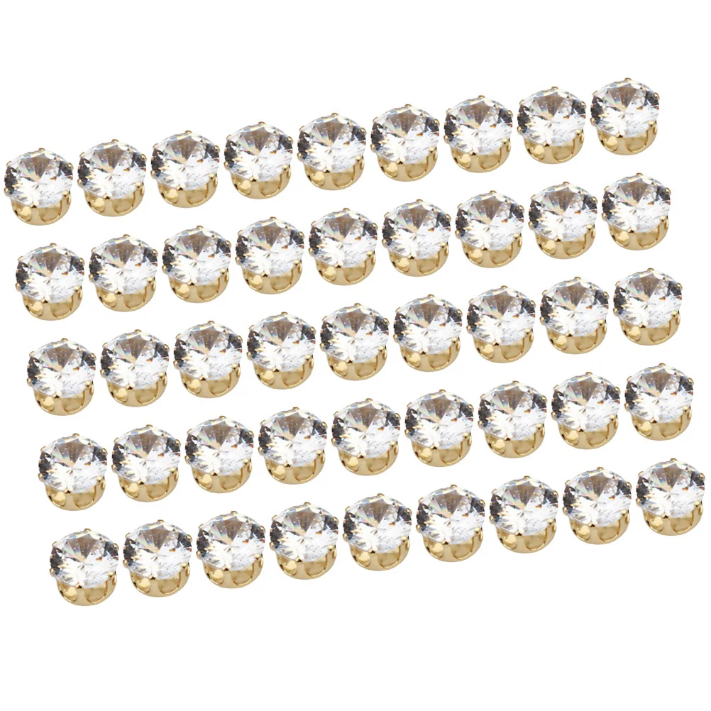 50개 8mm 원형 지르콘 세팅 베이스 DIY 반지 제작용 주얼리 키트 구리 도금 라인스톤 비즈 웨딩 파티 선물 여성용