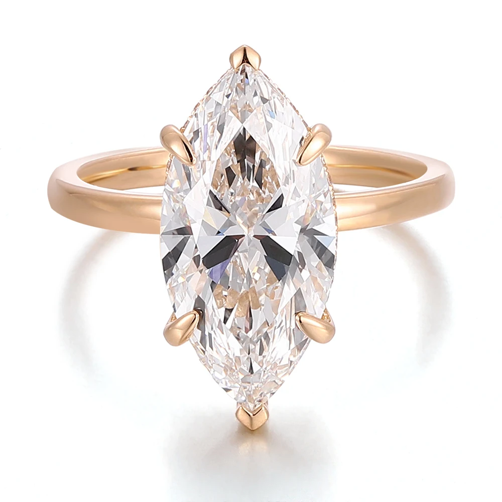 Provence Lab Grown Diamond Engagement Rings for Women Marquise Cut DEF/VS 11 CT Statement Rings for Girlfriend with IGI