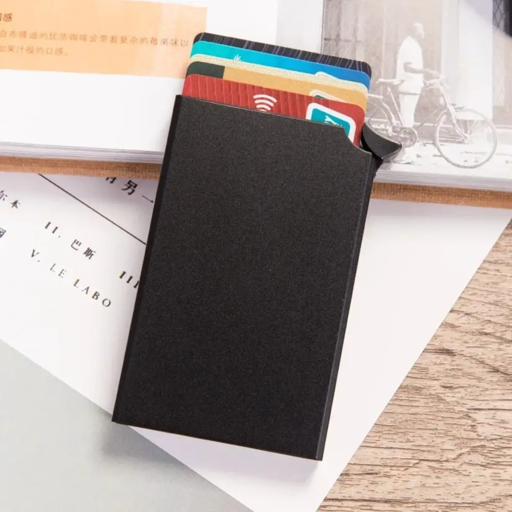 Portable Aluminum Alloy Credit Card Holder Pop Up Anti-theft Wallet RFID Card Case Automatic RFID Blocking Card Box Business