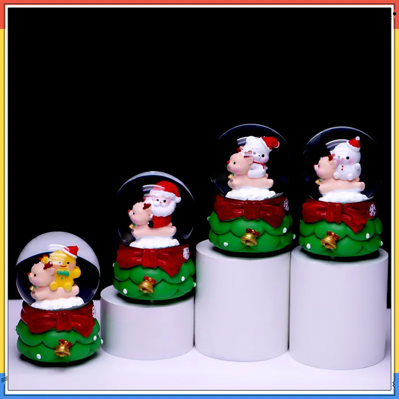

New Deer Riding Dingdang Christmas Small Crystal Ball Luminous Mini Handmade Christmas Gift Children's Gift Ornament