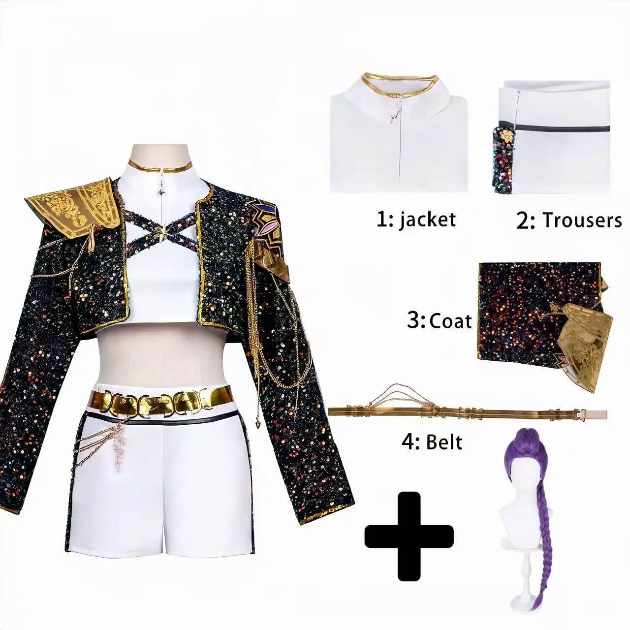 أزياء الهالوين الجديدة باللون الأسود والذهبي KPop شيطان الصيادين التأثيرية رومي زوي ميرا أزياء نسائية رائعة لدور حفلة الهالوين