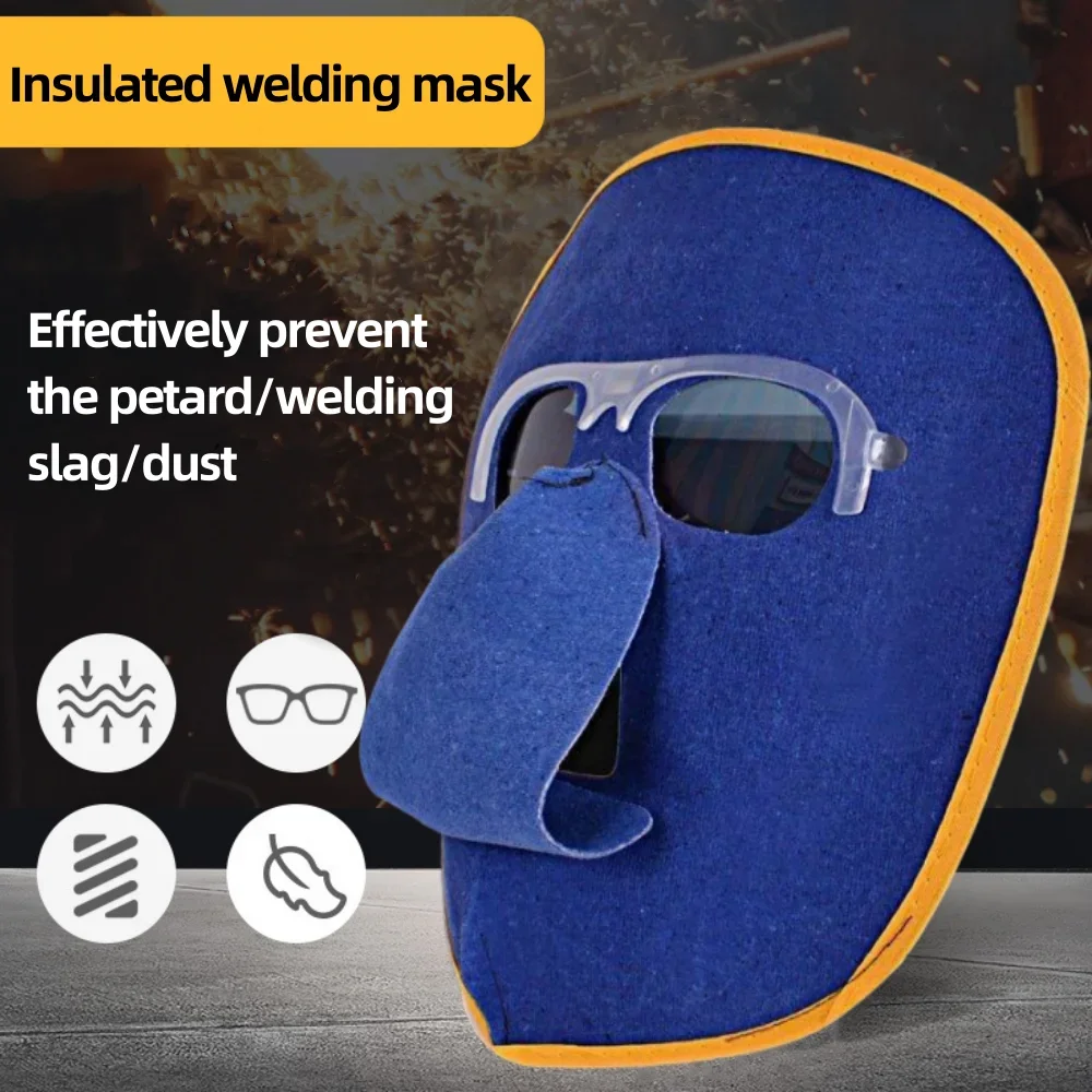 Welding Glasses Cowhide Mask Heat Resistant Impact-resisitant Full Face Leather Flip Up Welding Mask