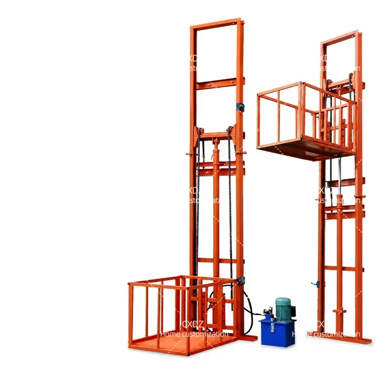 Small 1 ton single rail hydraulic lift freight elevator warehouse plant hoist duplex basement electric lift ladder