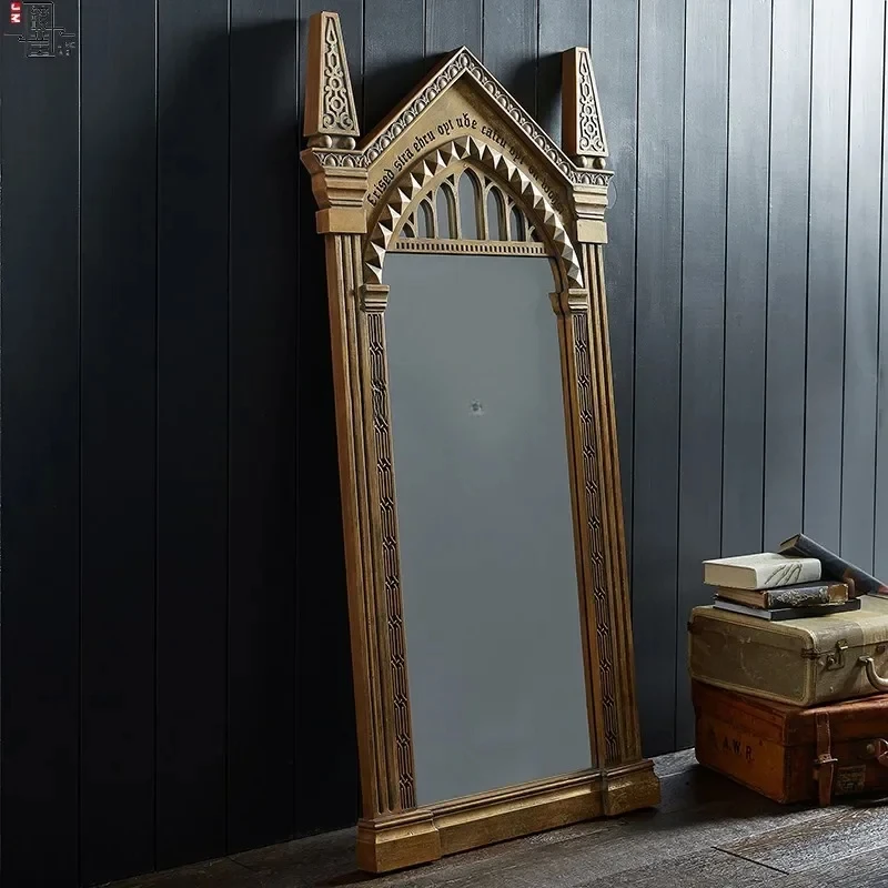 

Living room French home medieval vanity mirror floor to ceiling full-length mirror American retro