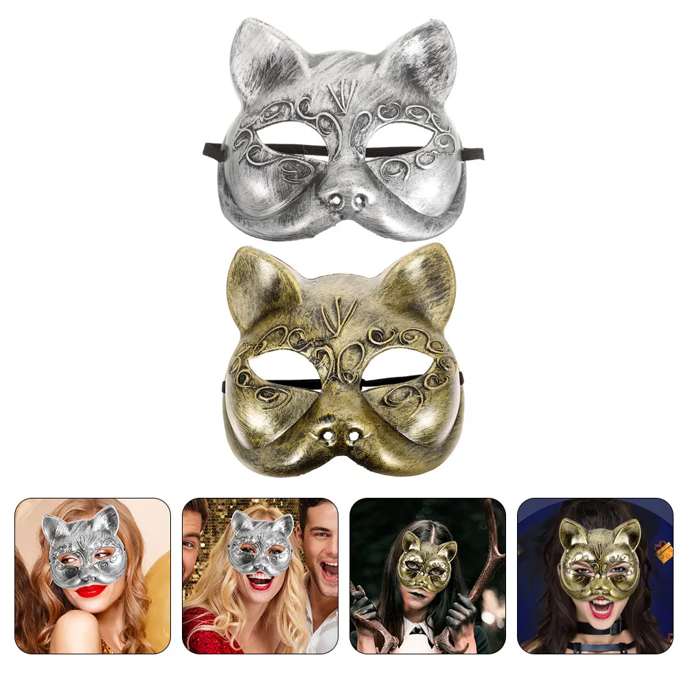 

2pcs Animal Mask Fox Half Face Sparkling Cute Carnival Party Mask Prop Cosplay Accessory For Women Masquerade Halloween