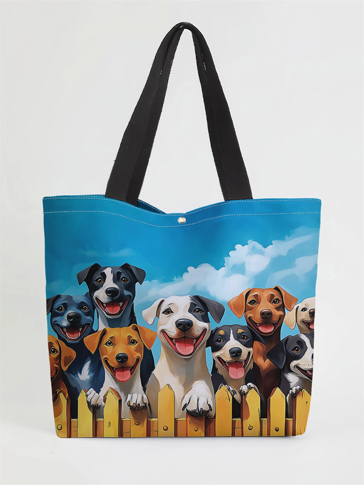 

1 шт., сумка с милым мультяшным рисунком собаки, многоразовая модная сумка, многофункциональная сумка, холщовая сумка для покупок с принтом