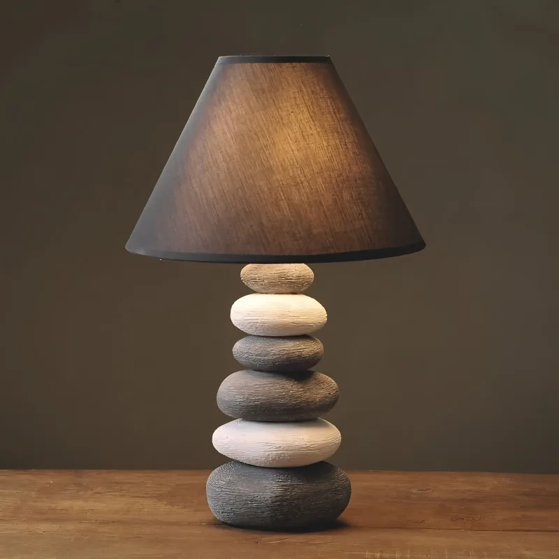 Desk lamp bedroom American eye protection warm living room fabric decoration ornament creative retro bedside lamp dining table