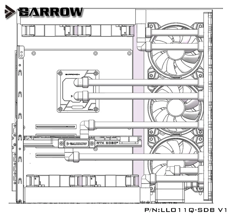 Barrow Acrylic Board as Water Channel use for LIAN LI O11 Dynamic Computer Case for Both CPU and GPU Block RGB 5V 3PIN Waterway