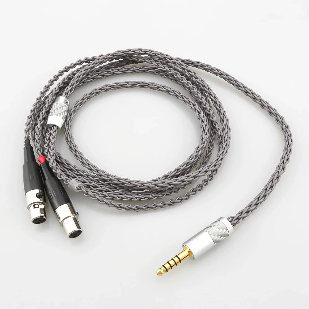 8 núcleos de alta fidelidade 4pin upoc 2.5 4.4mm xlr balanceado fone de ouvido cabo atualização banhado a prata para audeze lcd 3 LCD-2 lcd2 LCD-4