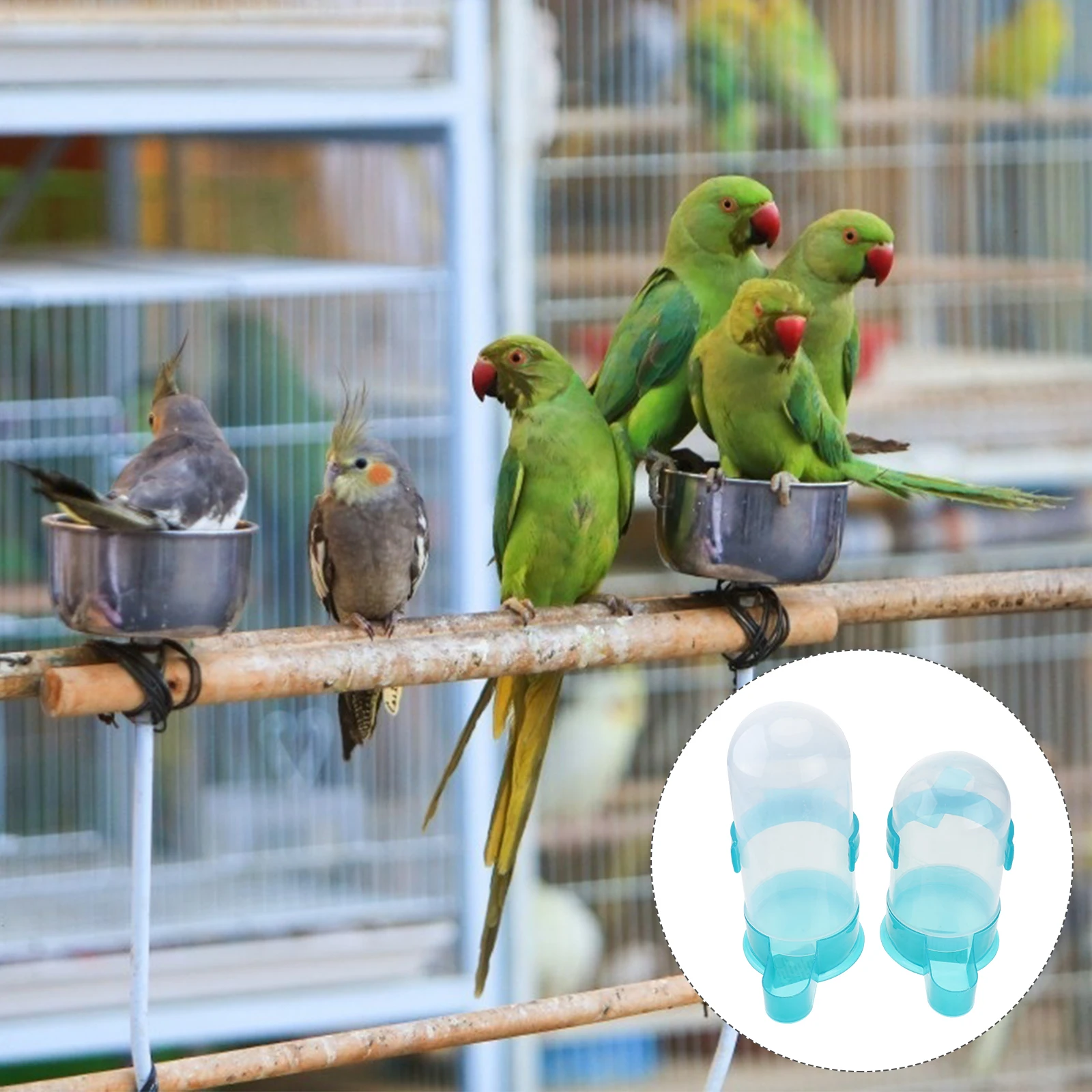 

2 Pcs Automatic Feeder Water Fountain Anti Splash Drinking Bowl Bird Cage Pet Supplies Plastic Easy Clean Save Cost