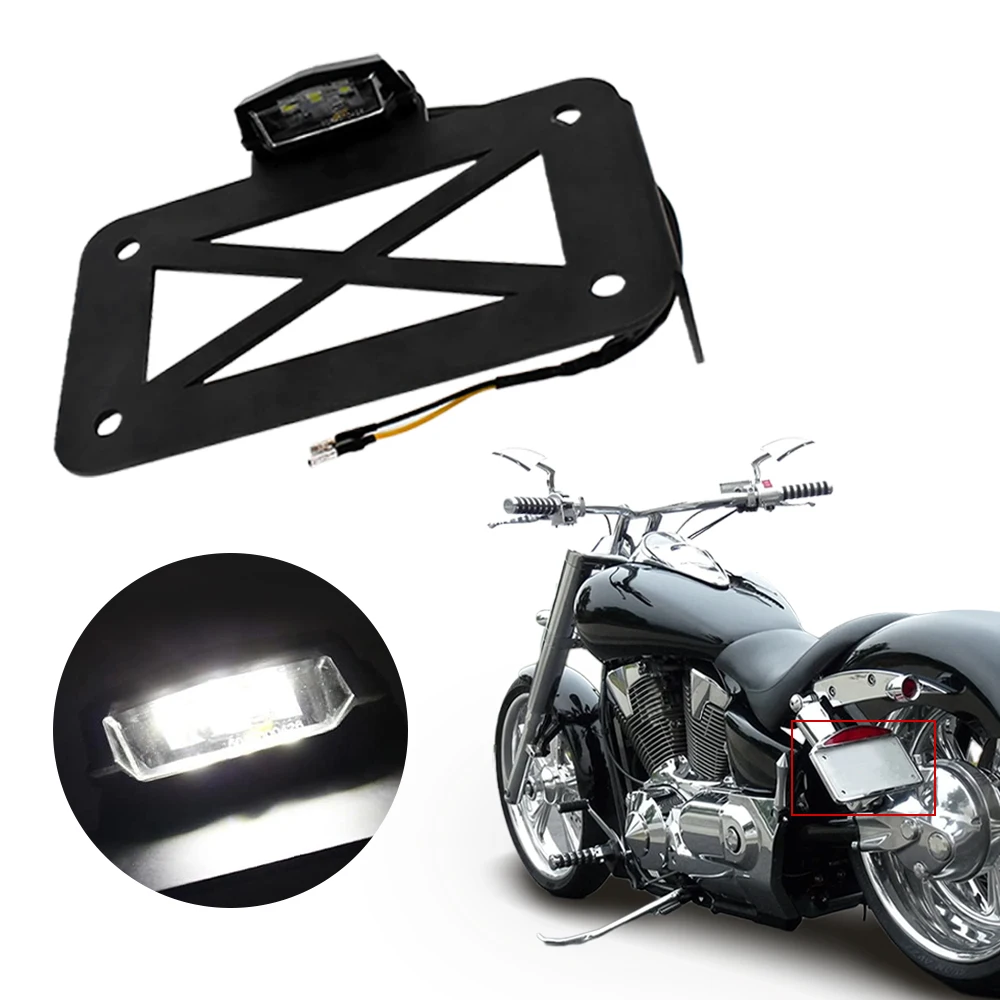 Motorcycle Rear License Plate Holder Bracket With Led Light For Harley Chopper Bobber