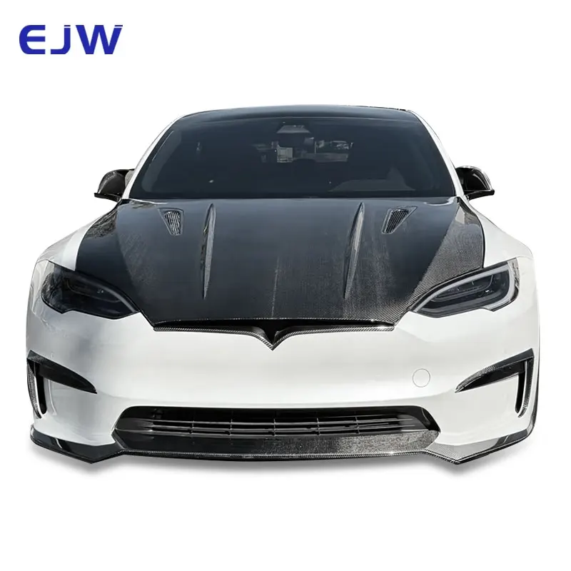 For 2022+Tesla Model S Carbon Fiber Engine Cover Automotive Specific High Quality Carbon Fiber Open End Engine Hood Decoration