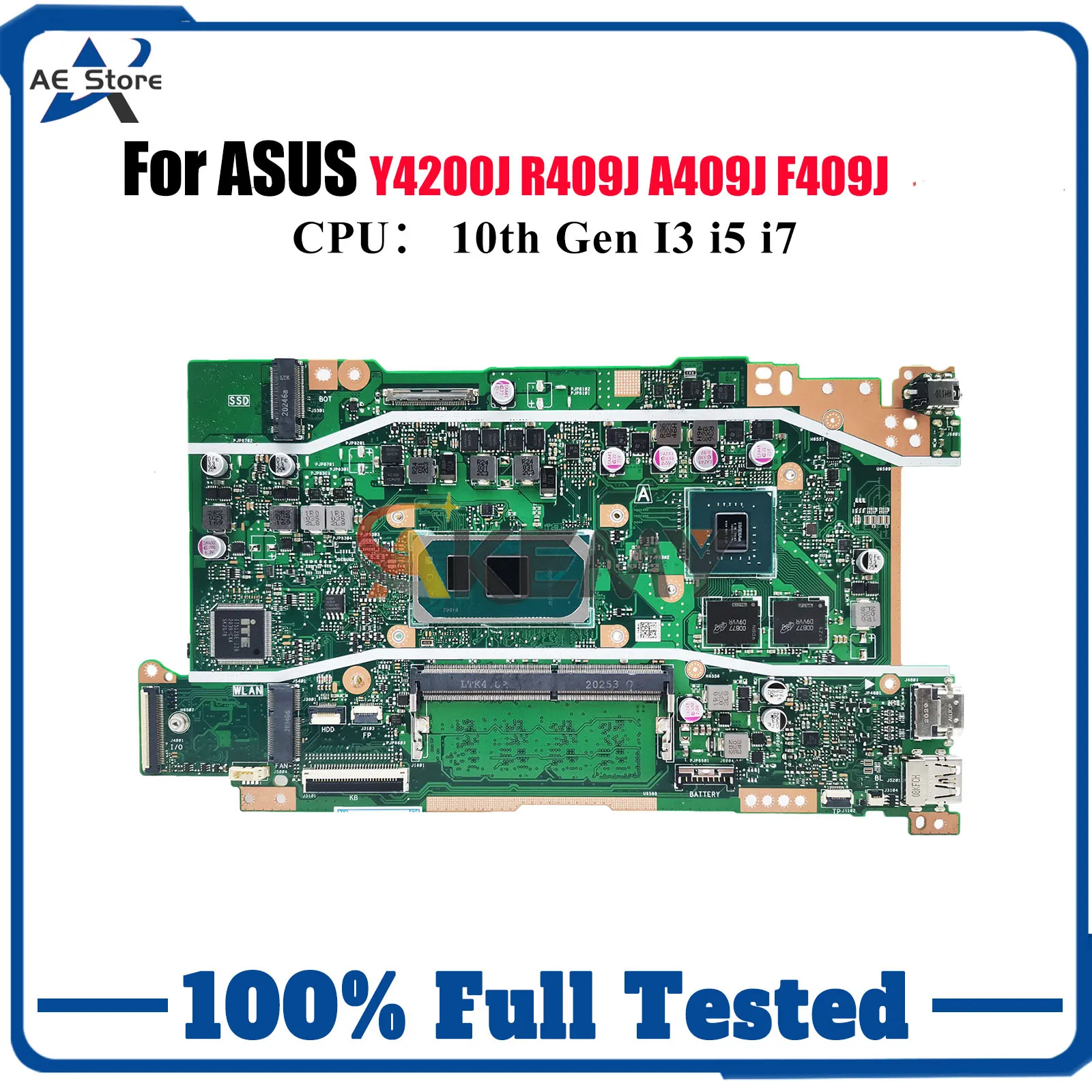 

X409JP Материнская плата для ноутбука ASUS F409J R409J P1510CJA X409J Y4200J X409JB X409JP A409J F509J A509J Материнская плата 10-го поколения I3 i5 i7