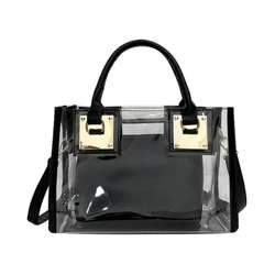 Nuove donne borsa trasparente borsa trasparente in PVC pochette portatile borse cartelle ragazze borsa a tracolla Casual a tracolla 2 pezzi set