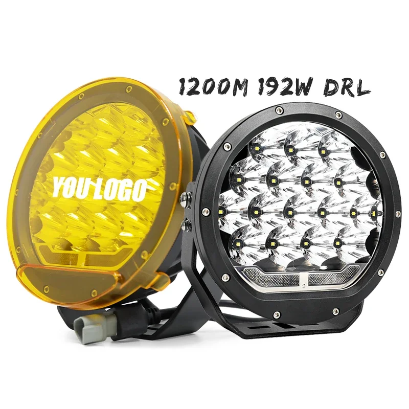 

1400m 192W DRL Off Road 4X4 Super Bright Park Led Spotlight With Cover High Power 7" 9" Inch Offroad Round Car Led Work Light