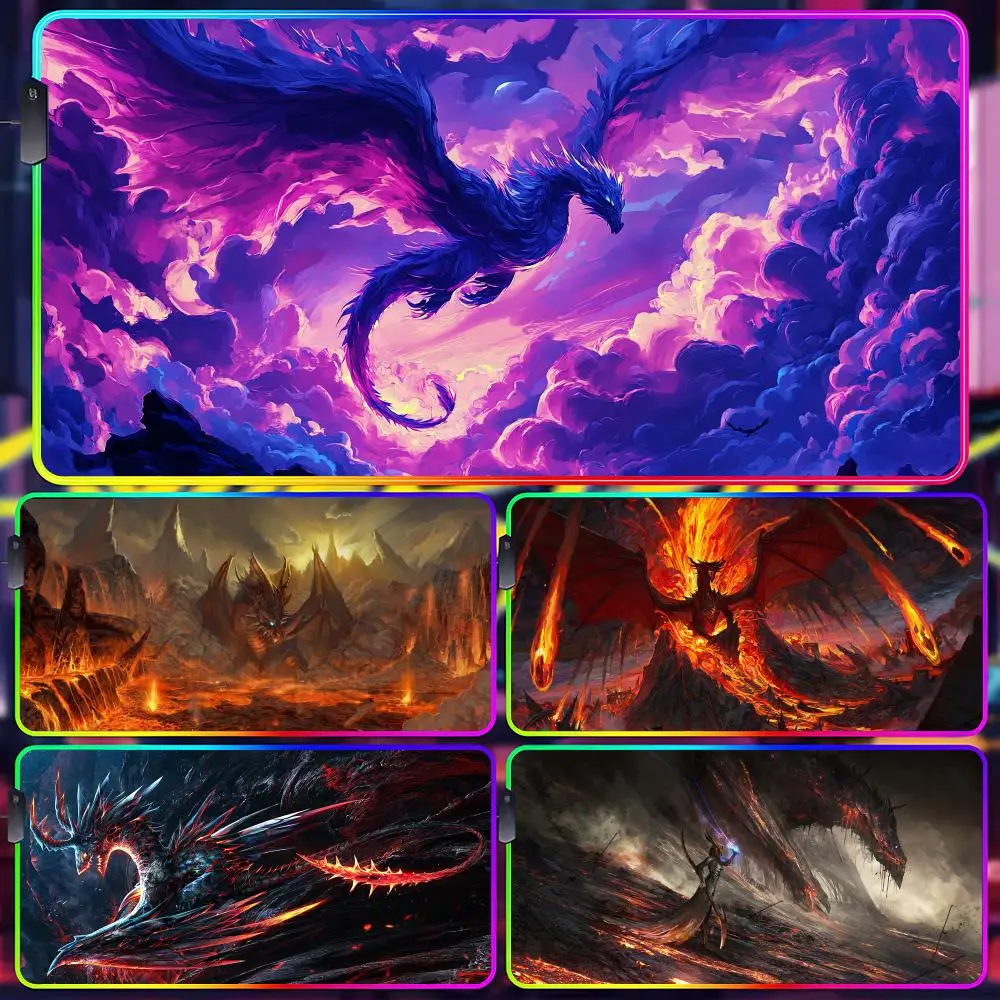 

Коврик для мыши Western Dragon, геймерский люминесцентный светодиодный коврик для мыши, игровой стол, RGB настольный коврик, клавиатура, коврик для мыши для ПК